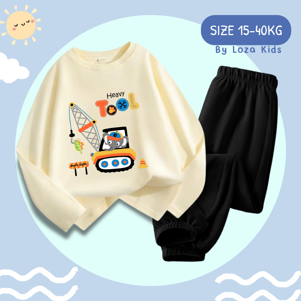 Bộ Thu - Đông bé trai in hình máy cần cẩu - Loza Kids BW466_thumbnail_3