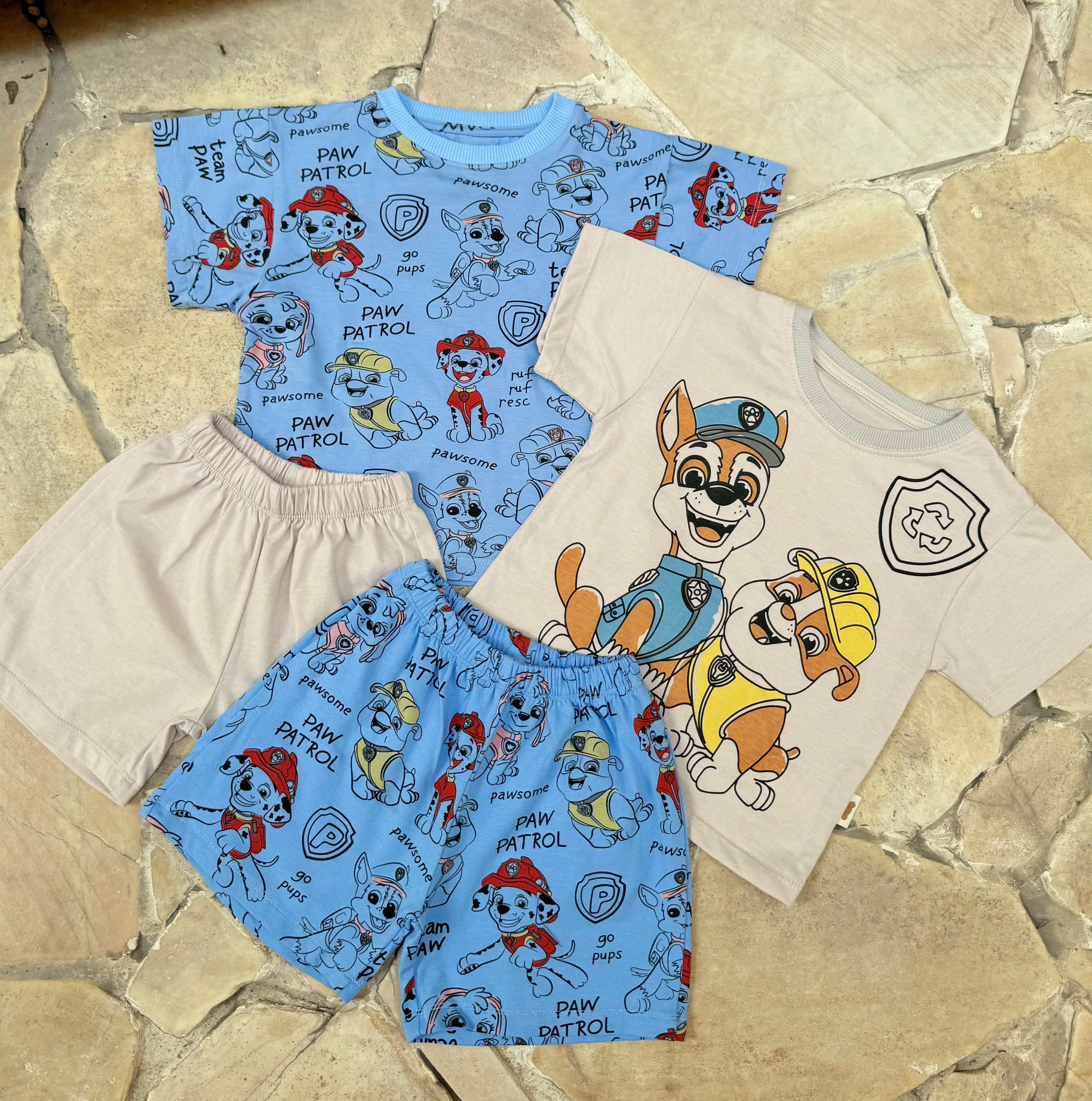 A56 SET 2 BỘ CỘC CHÓ ĐỘI MŨ XANH VÀNG- A100.144