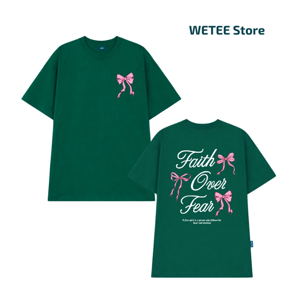 Áo thun unisex UX30-1137 Faith Over Fear in nơ hồng dáng oversized local brand WETEE_thumbnail_9