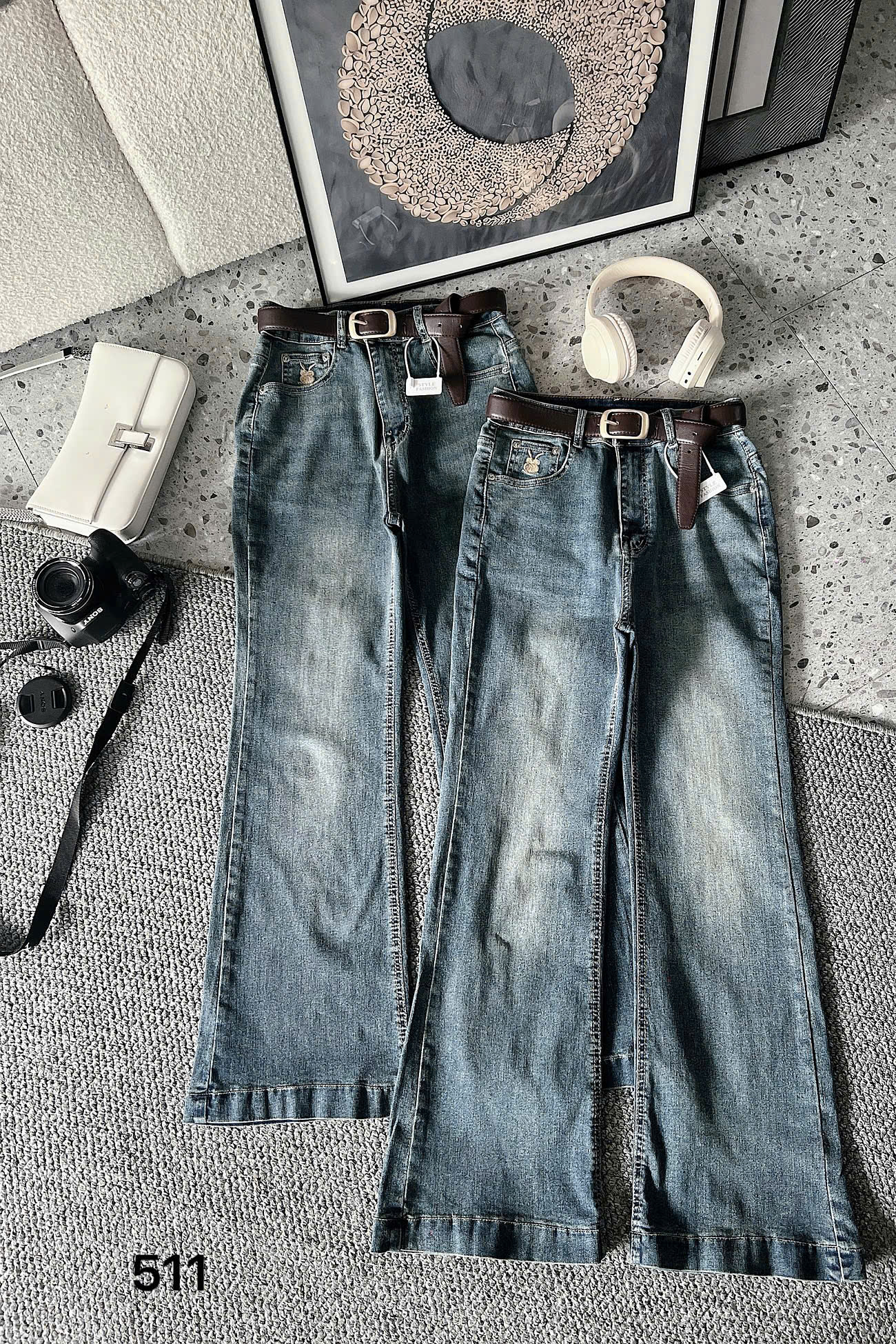 BIGSIZE NỮ - Quần jean ống loe thêu thỏ T-QJ511_thumbnail_2