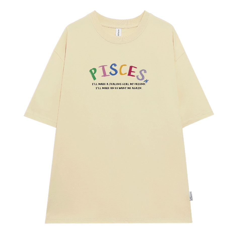Áo thun nữ form rộng ATD371 cung hoàng đạo Song Ngư PISCES Miucho cotton cổ tròn in typography_thumbnail_5