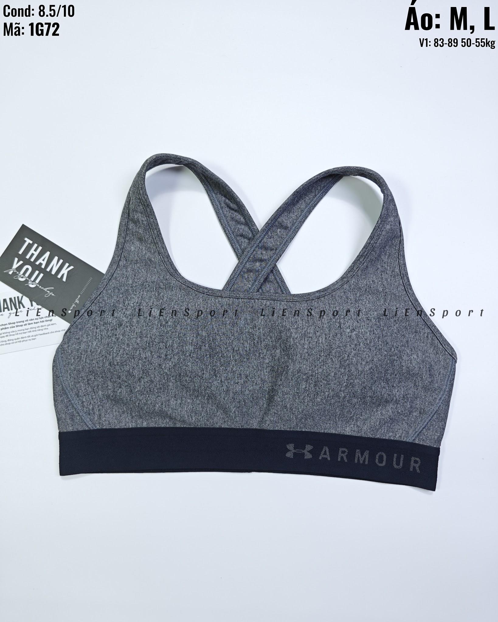 Under Armour Áo bra thể thao croptop Nữ Size M Xám lông chuột Auth 2nd Lưng chữ X nâng đỡ Vải thun co giãn thấm hút mồ hôi Phù hợp tập gym yoga chạy bộ Mã:1G72