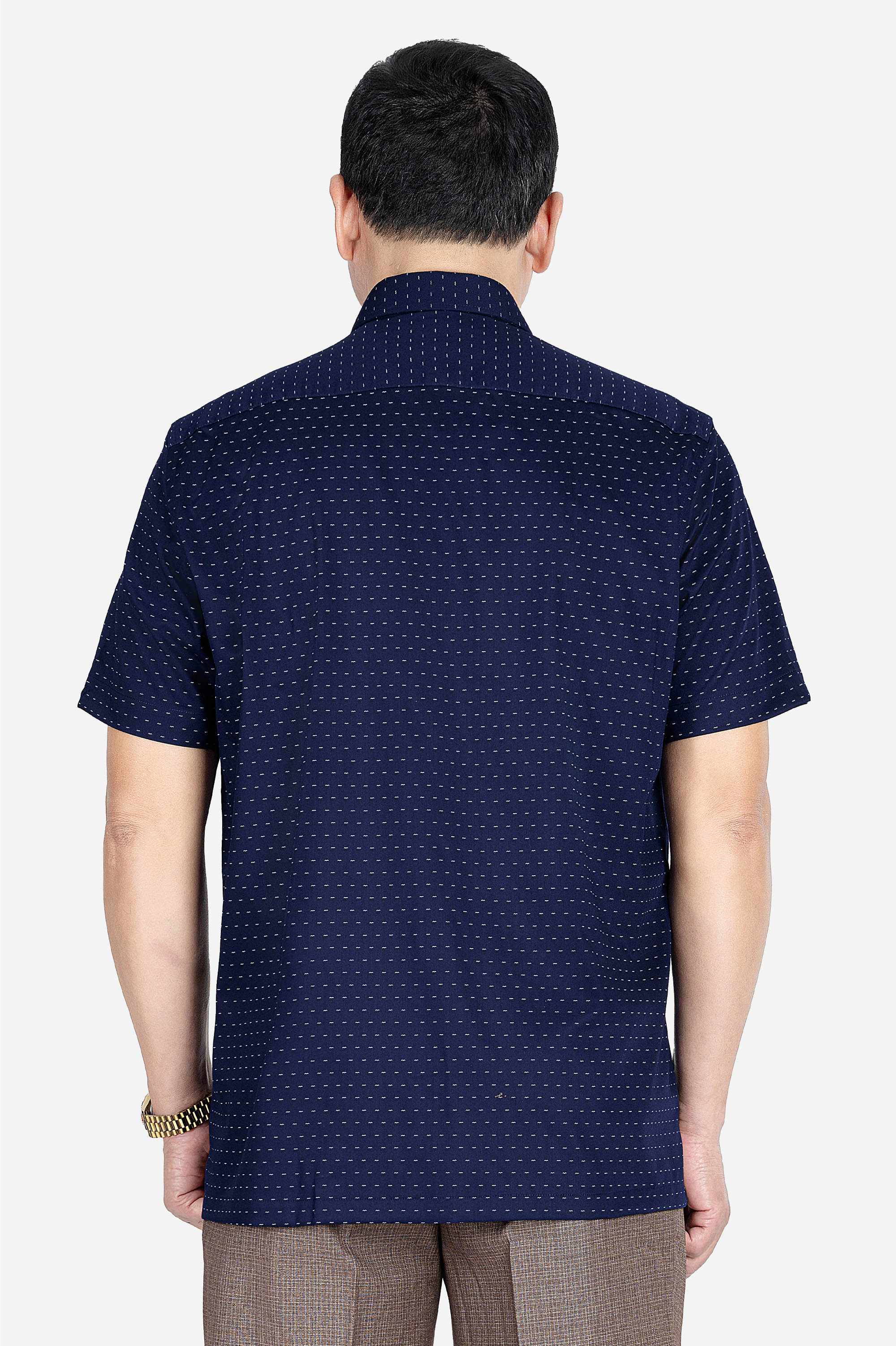 Sơ Mi Cộc Tay Họa Tiết Nam Trung Niên ANCHI Chất Liệu Sợi Sồi Cao Cấp Phom Suông Vạt Ngang Màu Trắng Bi_thumbnail_30