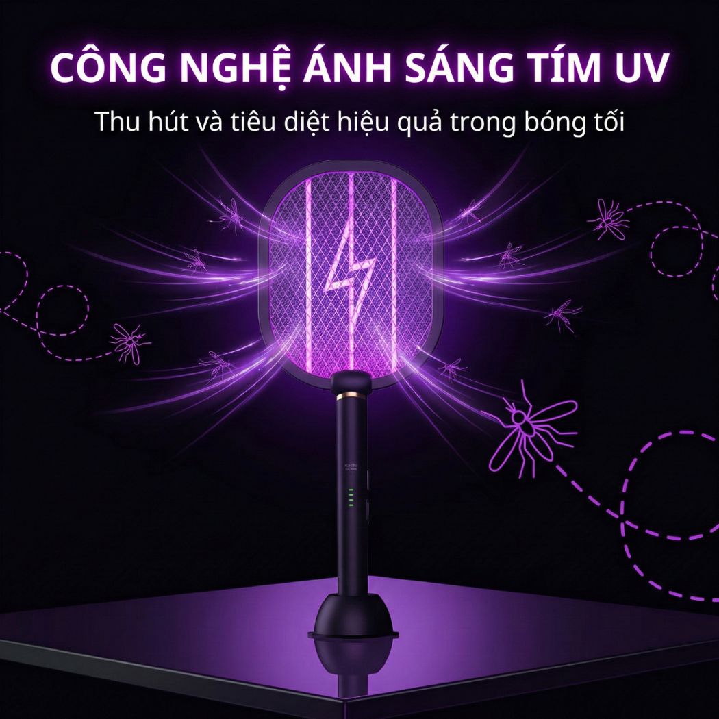 Đèn muỗi có chức năng vợt muỗi Kachi MK386 với đế sạc tích hợp_thumbnail_8