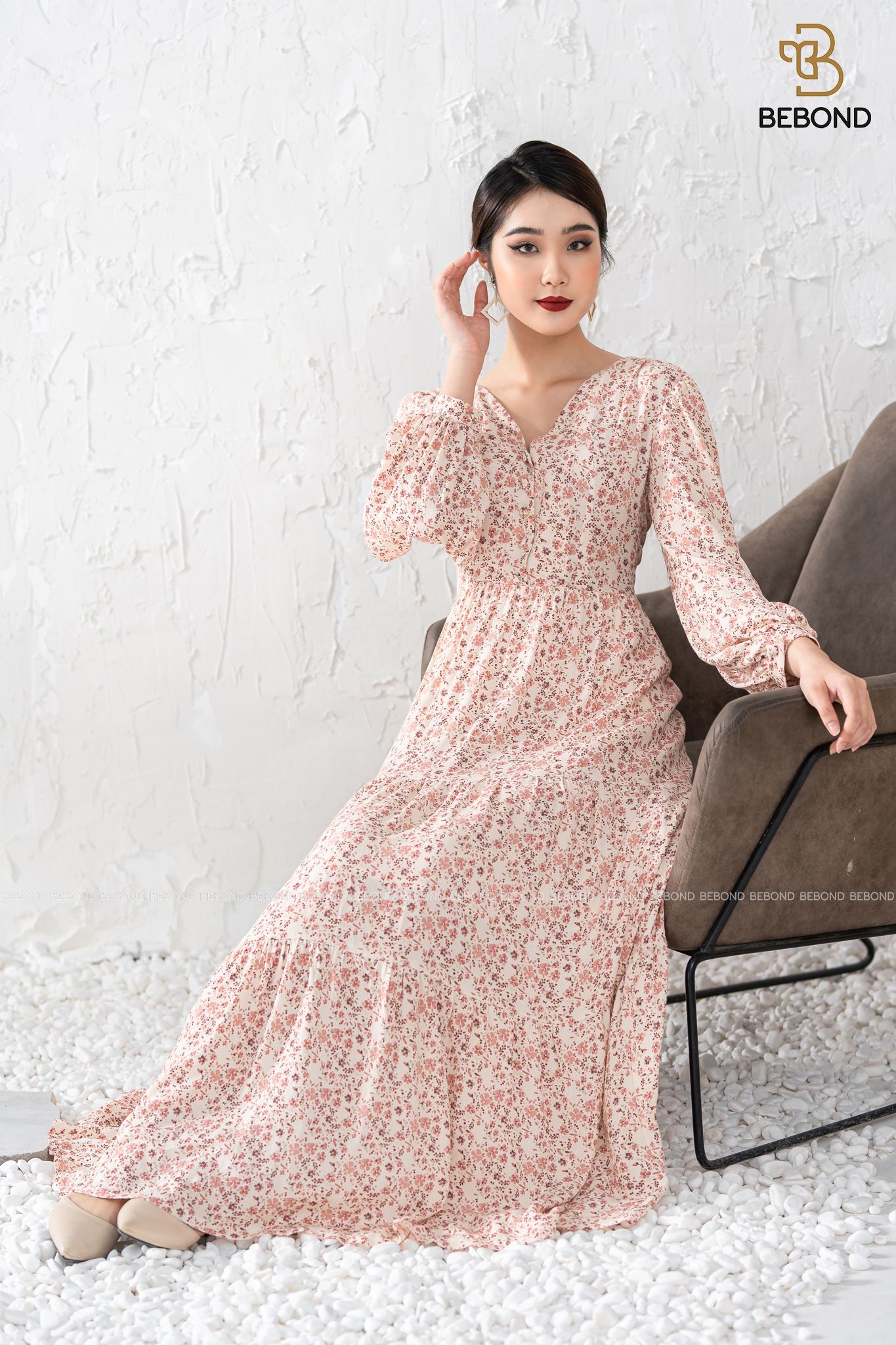 Đầm maxim cổ tim HOA NHÍ- Wendy Dress_thumbnail_2