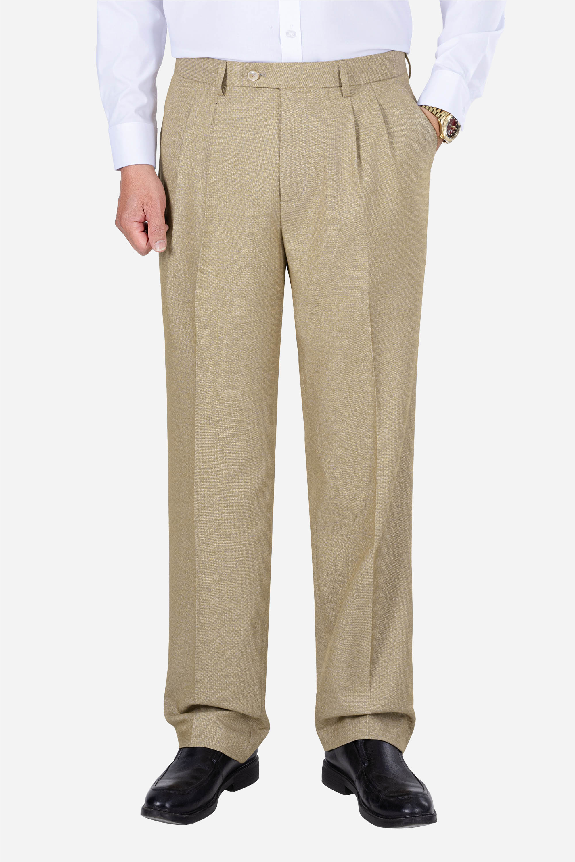 Quần Âu 2 Li Nam Trung Niên ANCHI Vải Đốm Cao Cấp Phom Suông Ống Rộng Màu Vàng