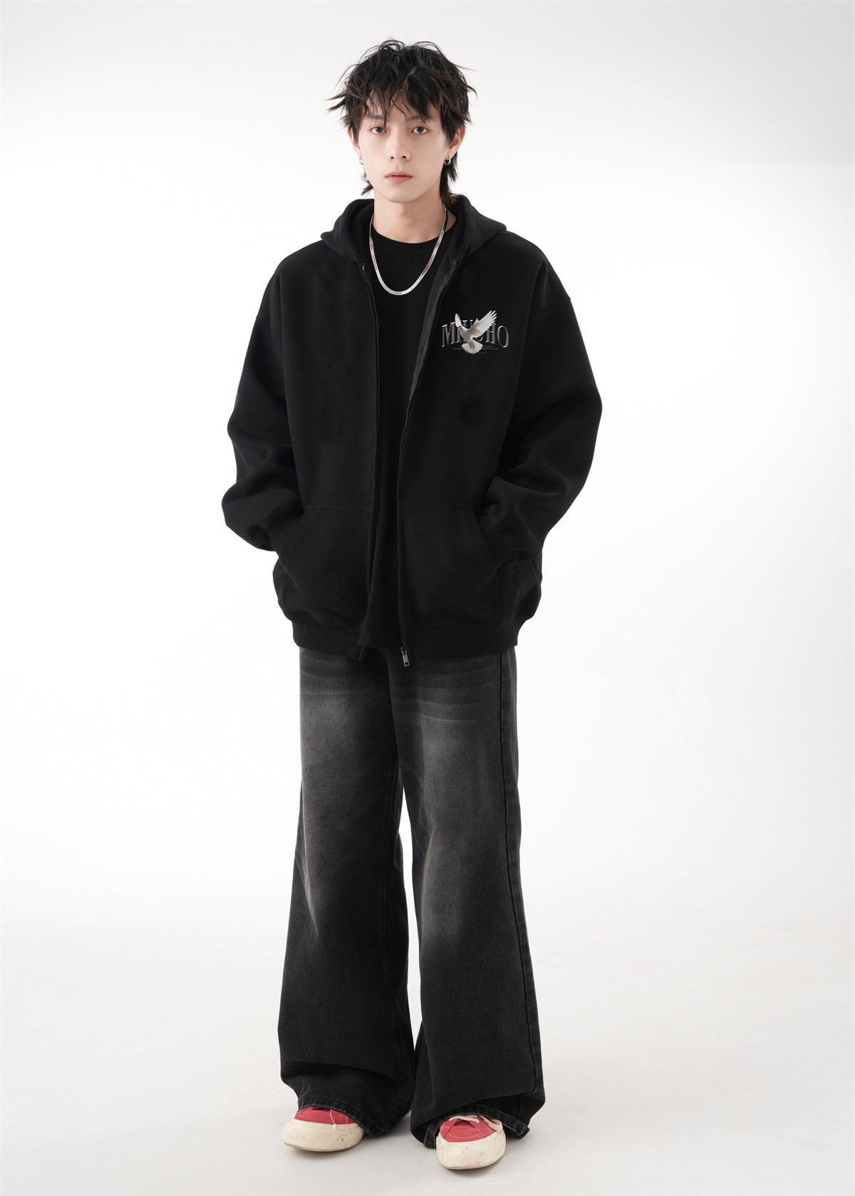 Áo hoodie zip nam local brand form rộng HZD1584 Miucho Club vải nỉ chân cua dày dặn mũ rộng in mix_thumbnail_3