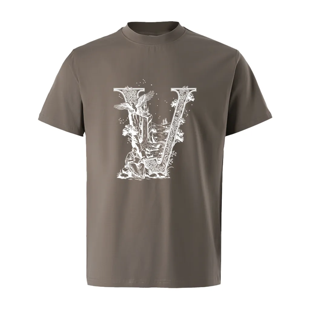 Áo thun nam form rộng Miucho Iconic cotton thoáng mát dày dặn chữ V nghệ thuật nhiều màu 2767_thumbnail_15