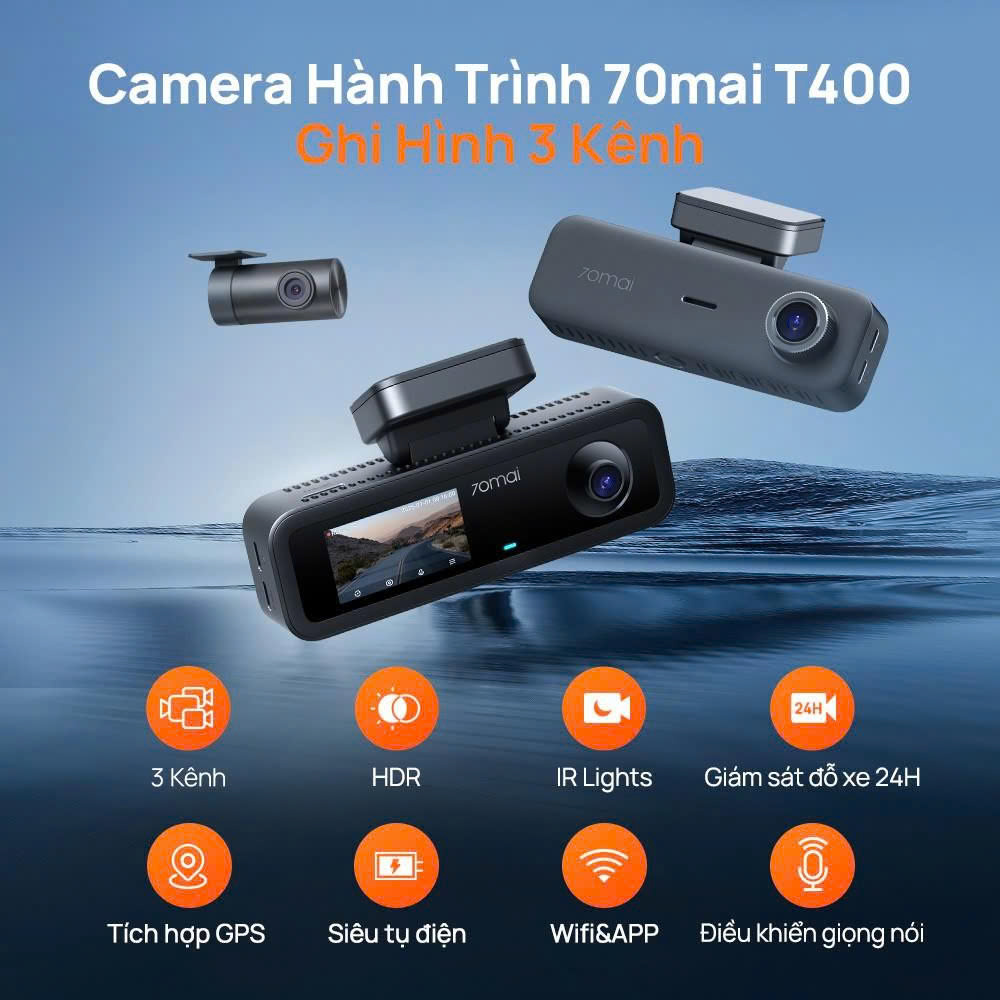 Camera Hành Trình 70mai T400 Ghi Hình3 Kênh Trước Sau Và Trong Xe