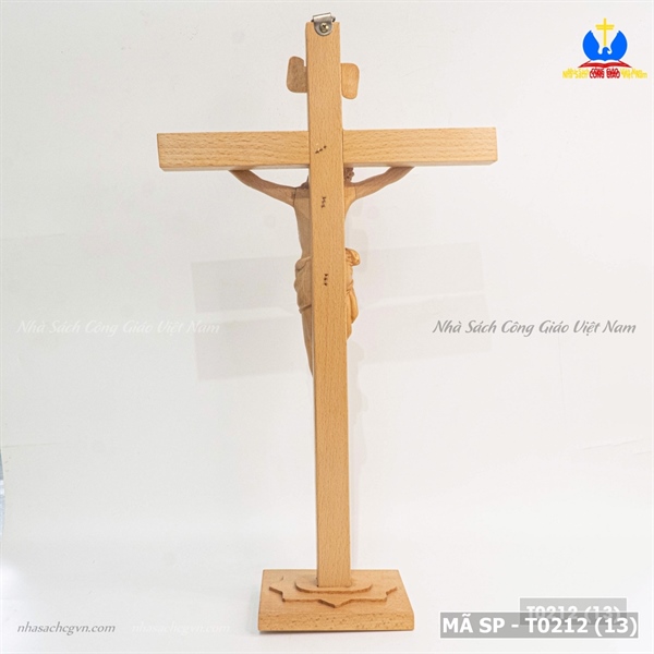 Thánh giá chịu nạn gỗ beech 45cm có đế ✔_thumbnail_4