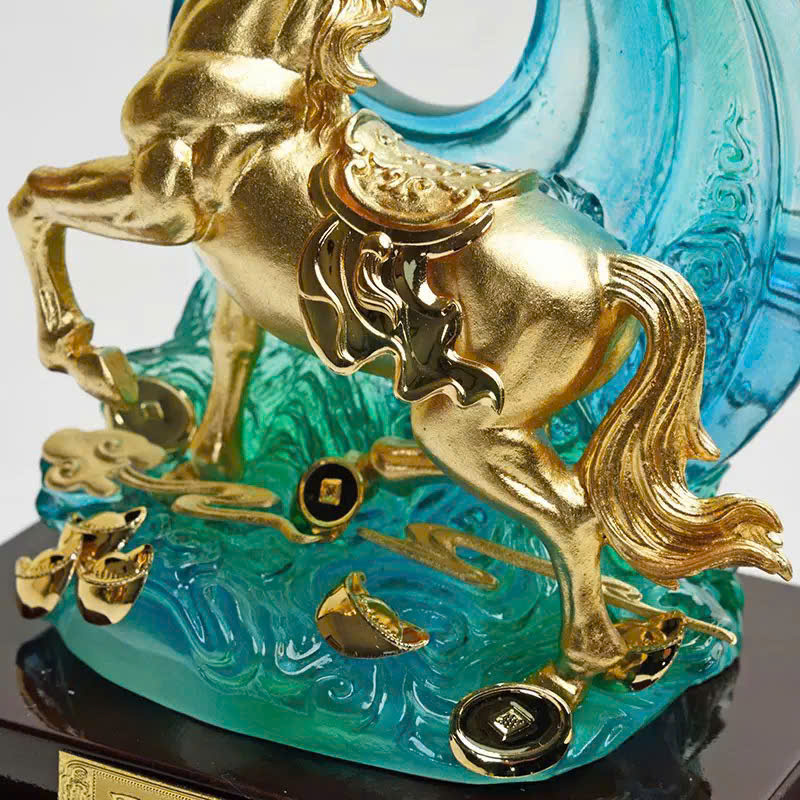 Tượng ngựa mã đáo thành công thiếp vàng 24k KT 18X 15X 12 CM_thumbnail_0