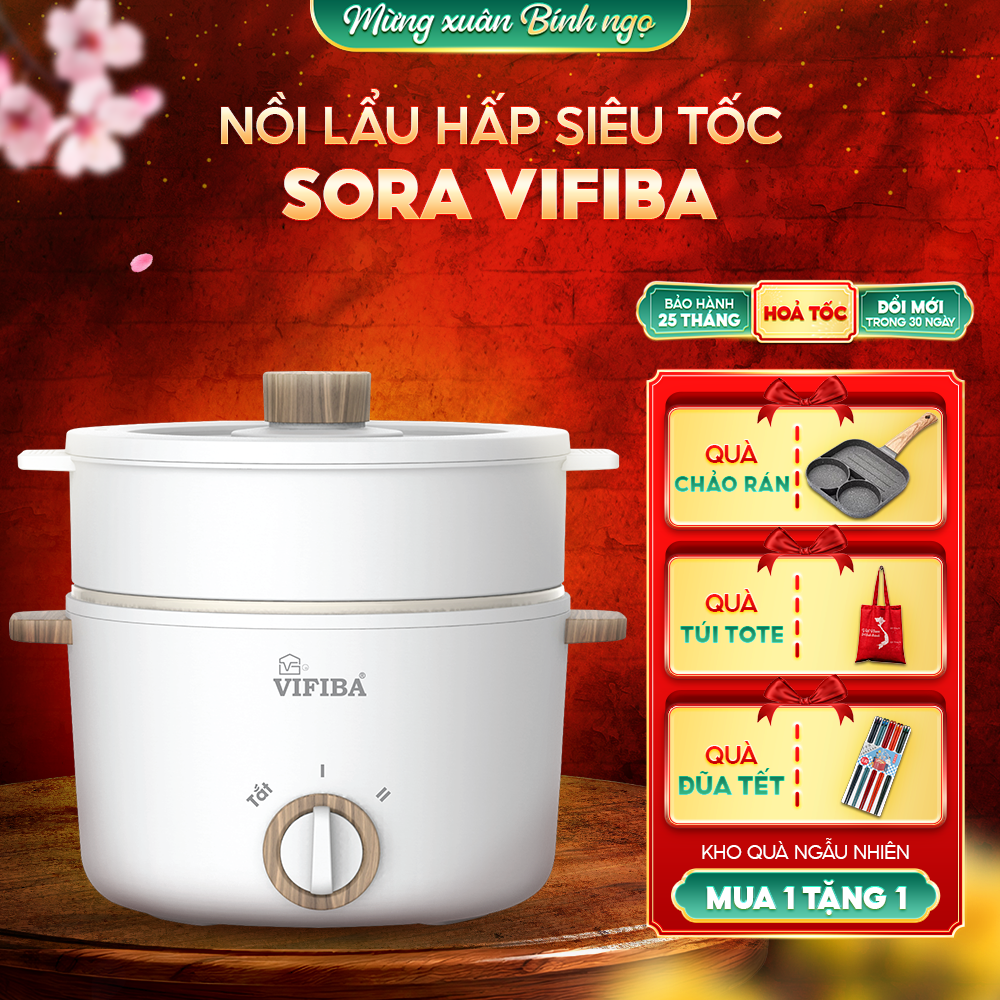 Nồi Lẩu Điện Sora Vifiba - Kèm khay hấp