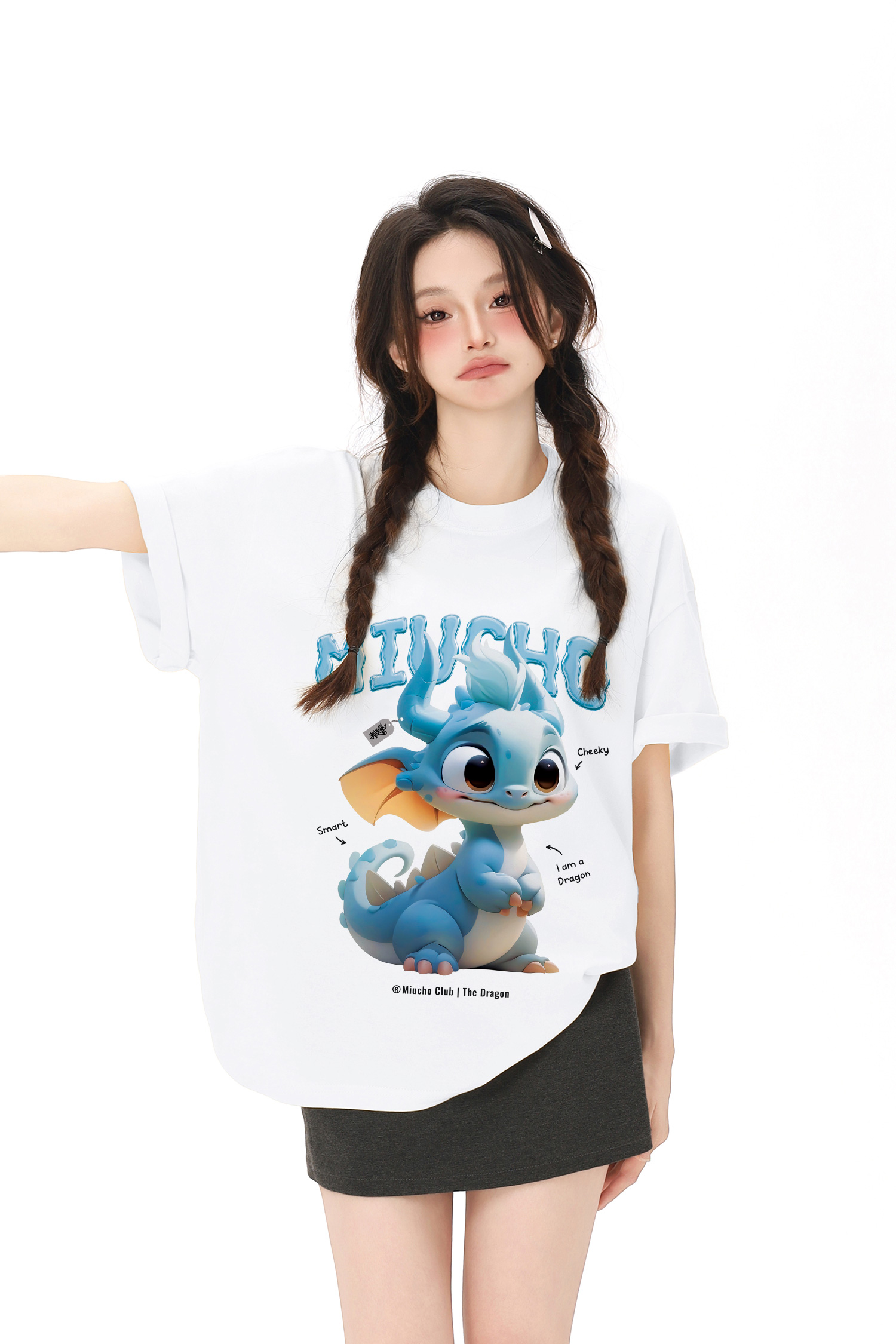 Áo thun form rộng 12 con giáp tuổi Thìn ATD1241 Miucho tay ngắn cổ tròn in mix_thumbnail_8