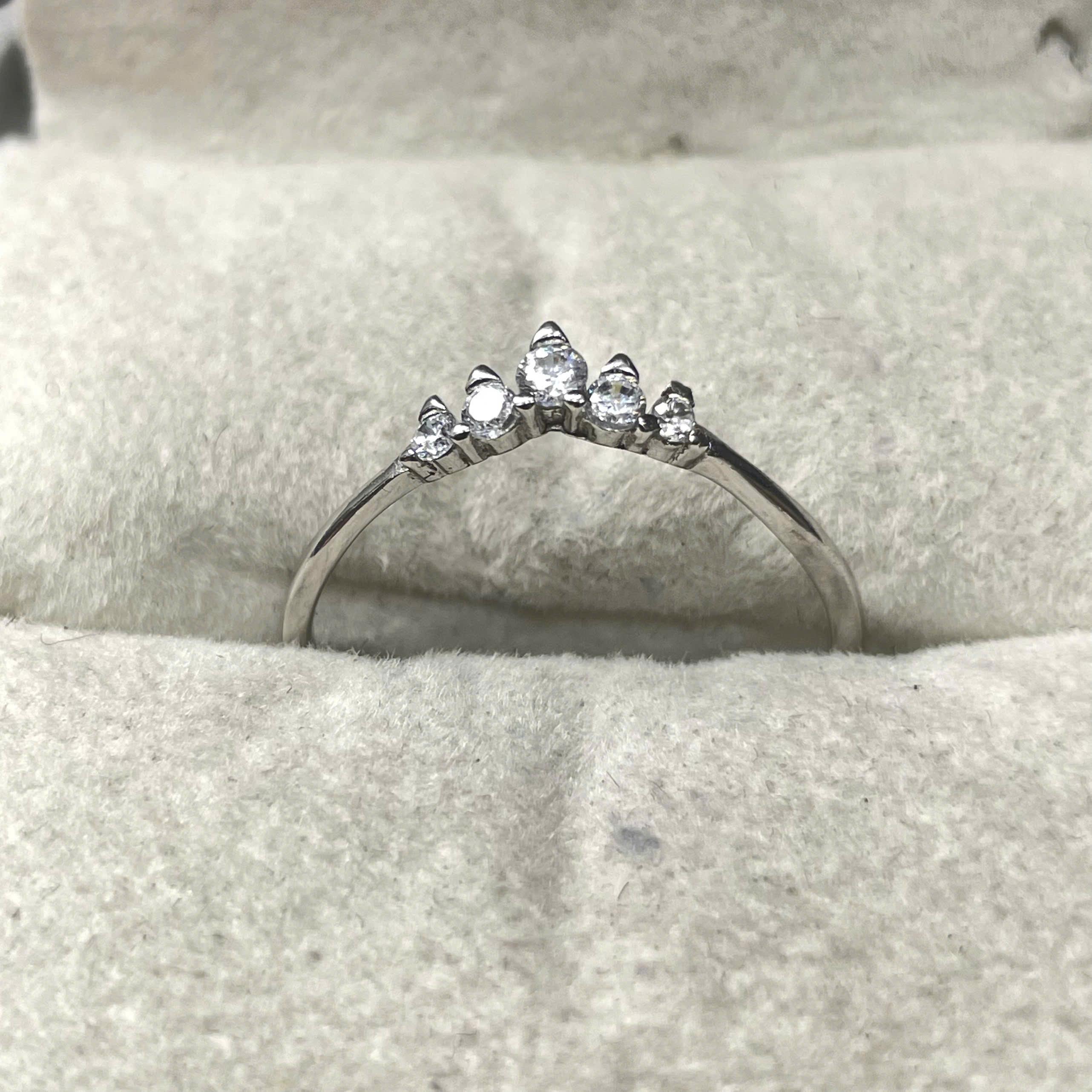 Nhẫn bạc xi kim 5 đá size 7