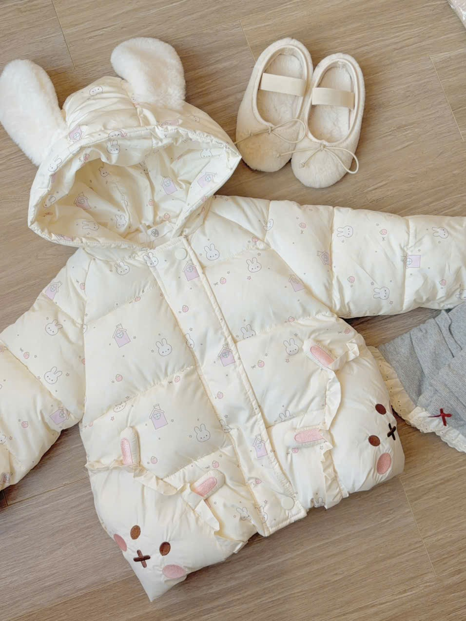 (M176) áo phao trần bông tai thỏ