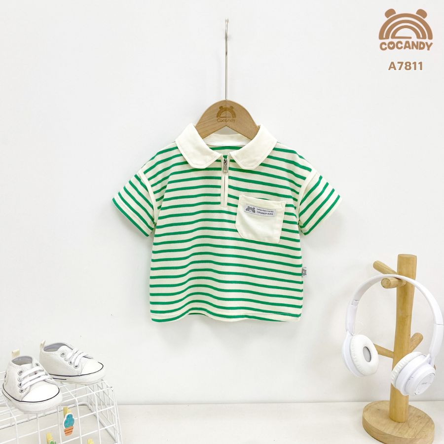 Áo cộc kẻ XLá phối Be cổ bẻ khóa_thumbnail_1