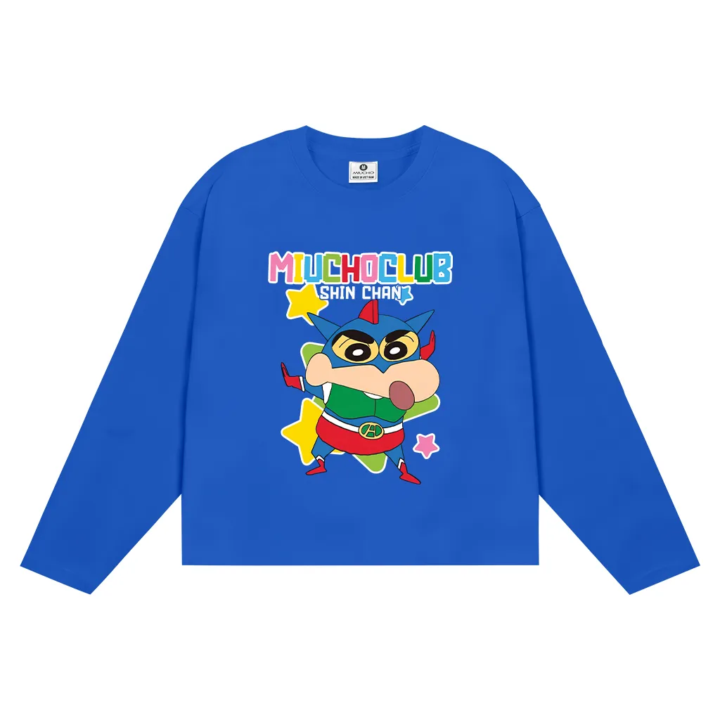 Áo thun boxy tay dài SHIN CHAN 2641 Miucho vải cotton co giãn 2 chiều thoáng mát thấm hút tốt_thumbnail_11