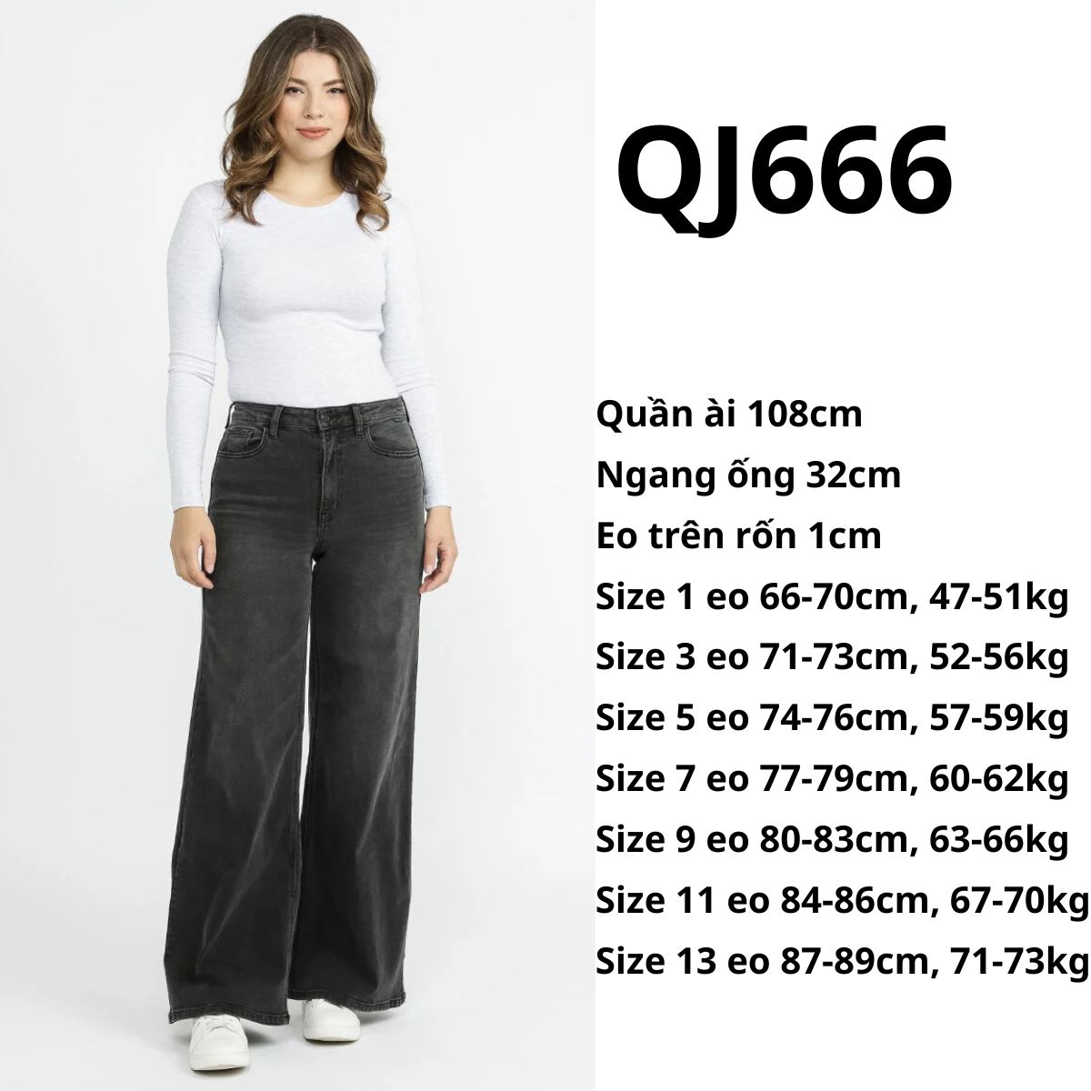 QJ666 Quần jeans ống rộng