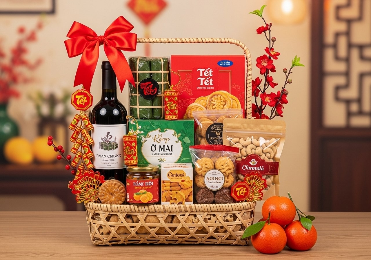 Giỏ Quà Tết Gồm Những Gì 2026, Hướng Dẫn Chọn Quà Ý Nghĩa & Sang Trọng