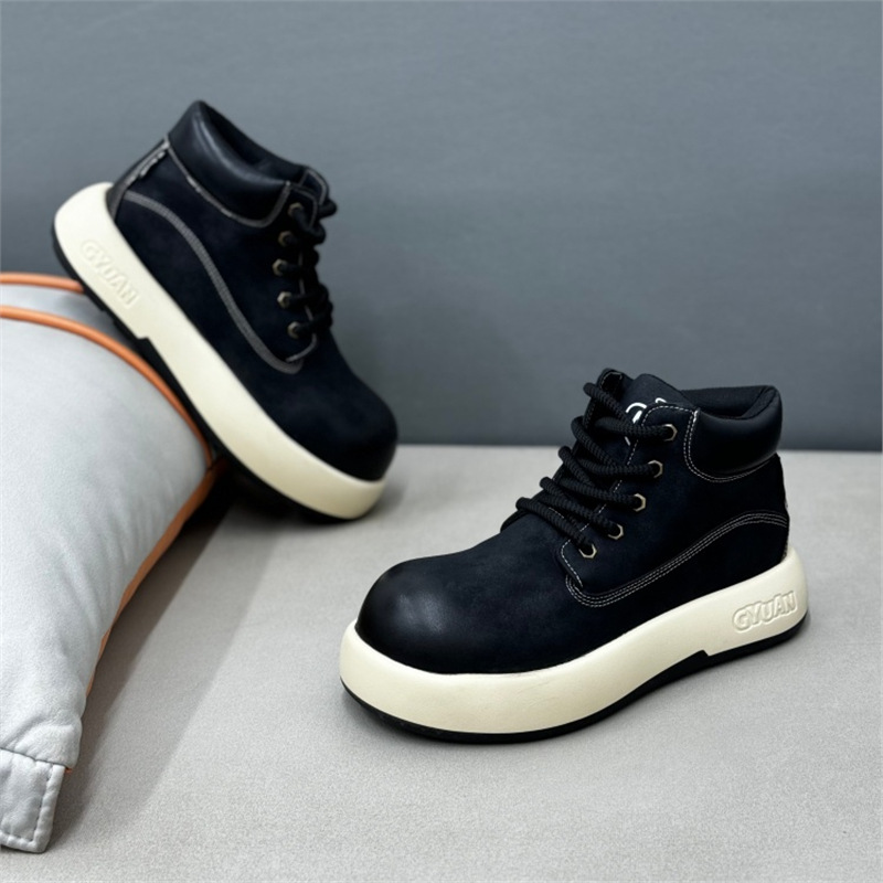 GA356 - Giày nam mũi tròn phong cách cổ điển phối màu đơn sắc đa năng mùa đông 2025