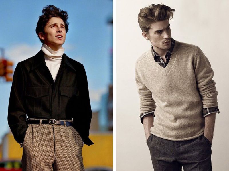 Các cách phối áo sơ mi với áo len nam chuẩn đẹp, thời thượng