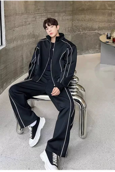 Set Bộ Thể Thao Nam Trắng Đen Phối Dây Nổi Bật_thumbnail_3