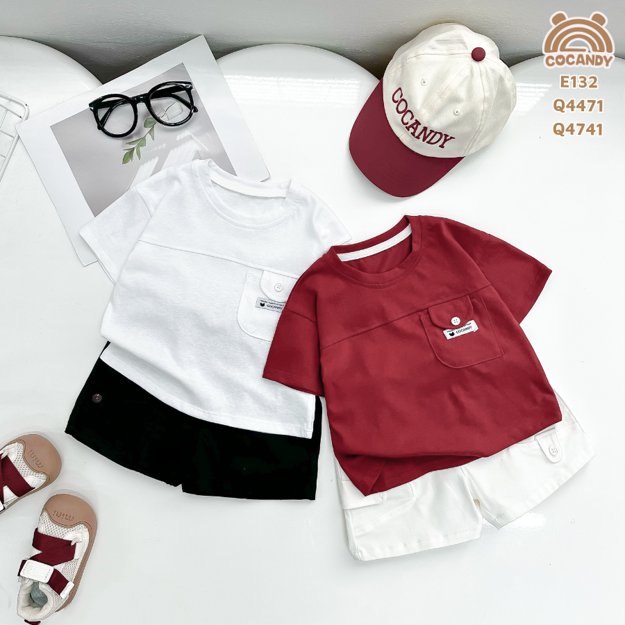 Áo cộc thun ĐỎ nắp túi ốp kẻ ngang_thumbnail_6