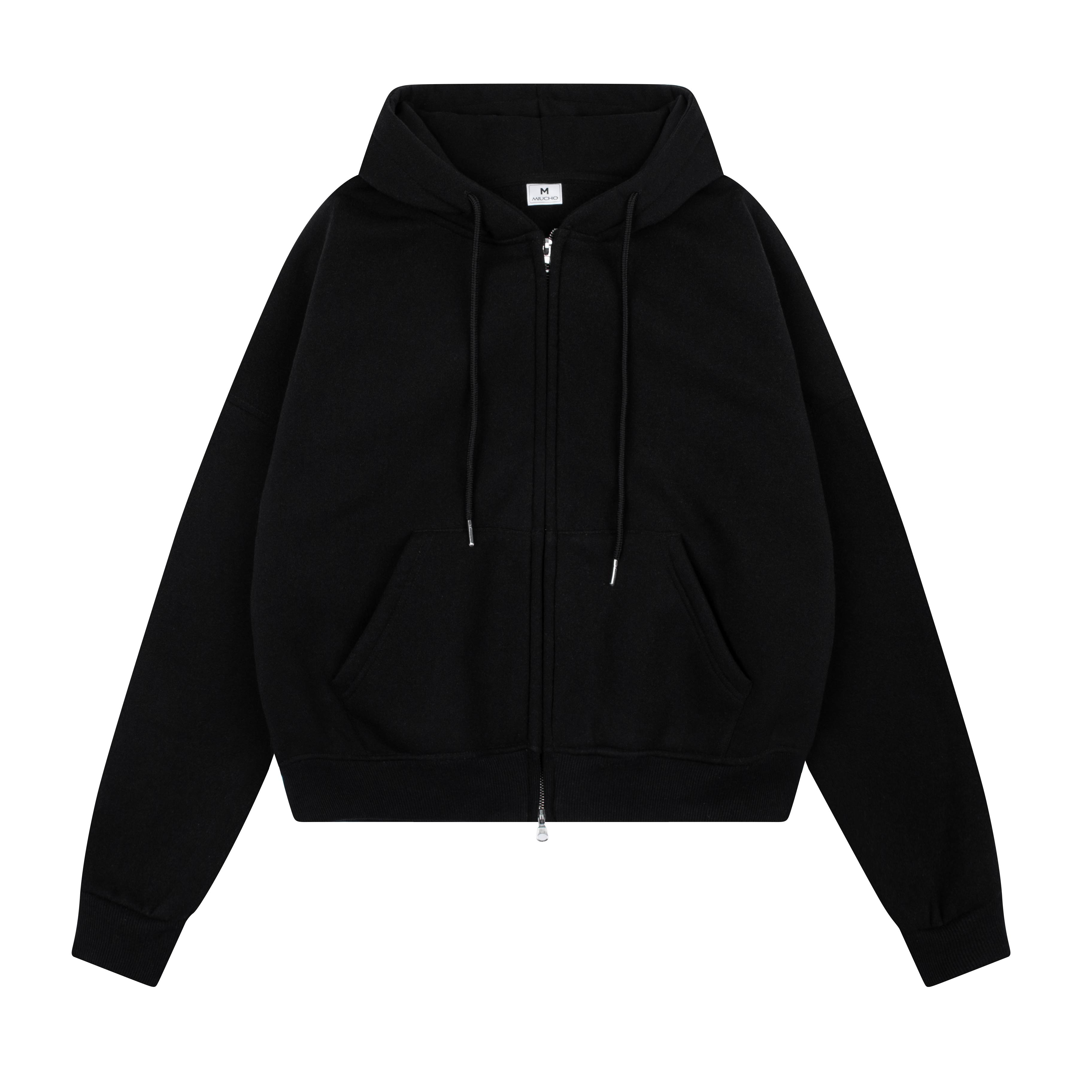 Áo hoodie zip unisex form boxy HXT01 Miucho vải nỉ bông dày dặn khóa kéo_thumbnail_0