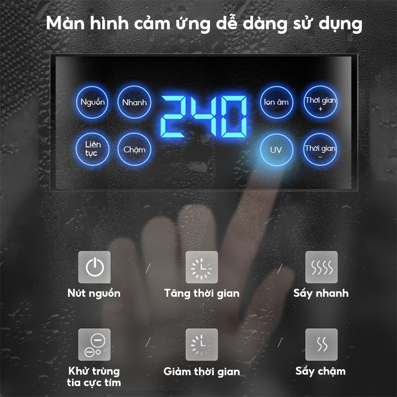 Tủ sấy quần áo mini màn hình cảm ứng tiếng Việt, dễ thao tác cho mọi người dùng