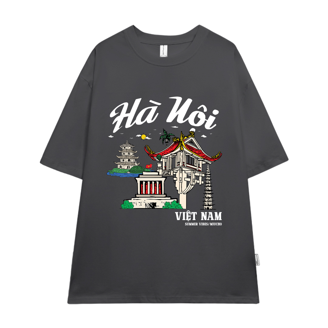 Áo thun du lịch Hà Nội ATD1264 Miucho vải cotton thoáng mát in mix_thumbnail_12