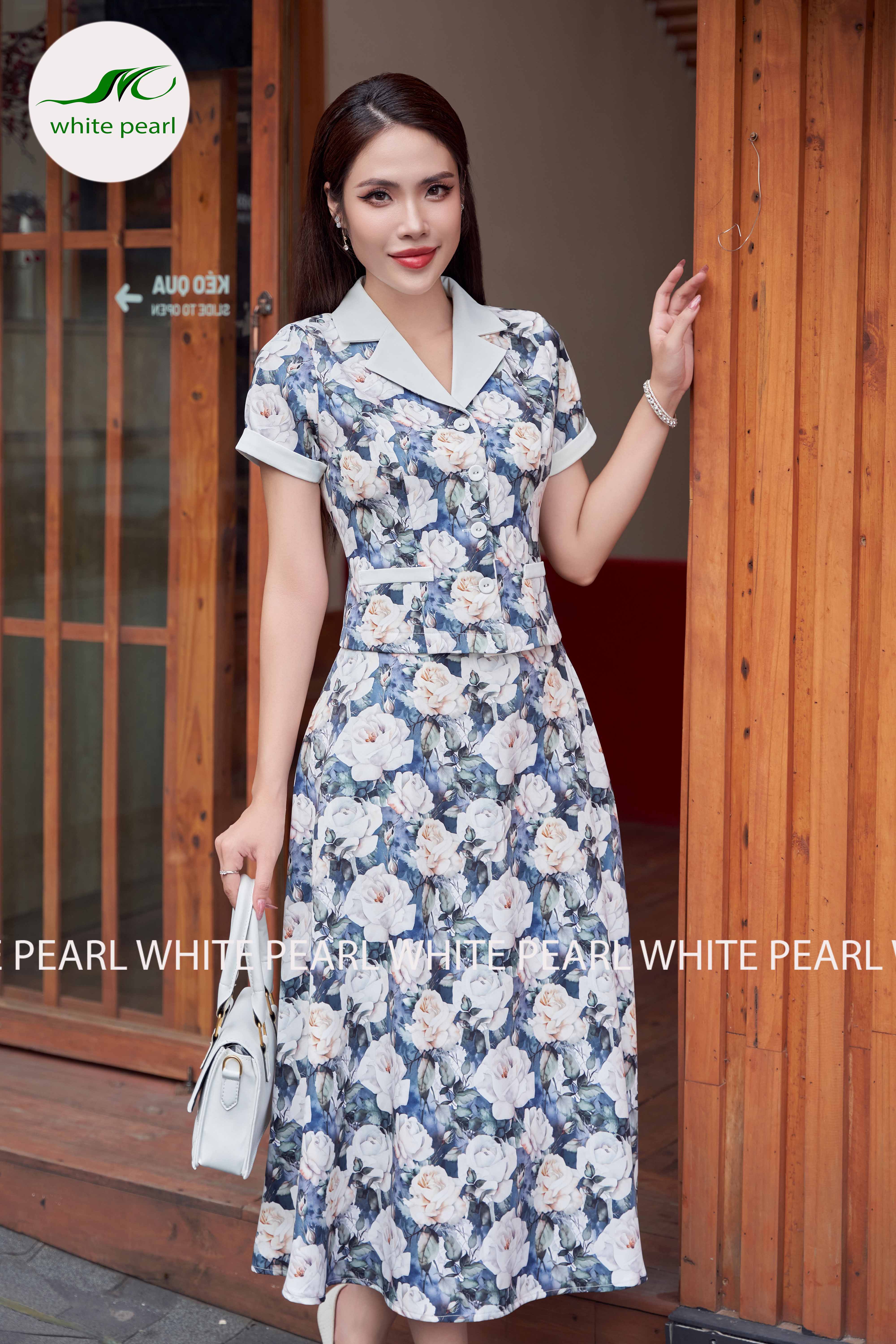 AKG cổ 2 ve phối + CV xoà dài Hoa hồng 3D_thumbnail_3