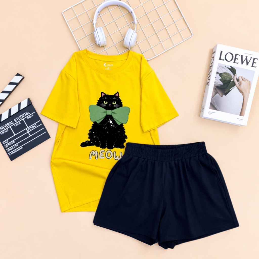 Bộ đồ nữ Loza dáng rộng in hình Mèo chất liệu thun cotton TB35-BP633_thumbnail_2