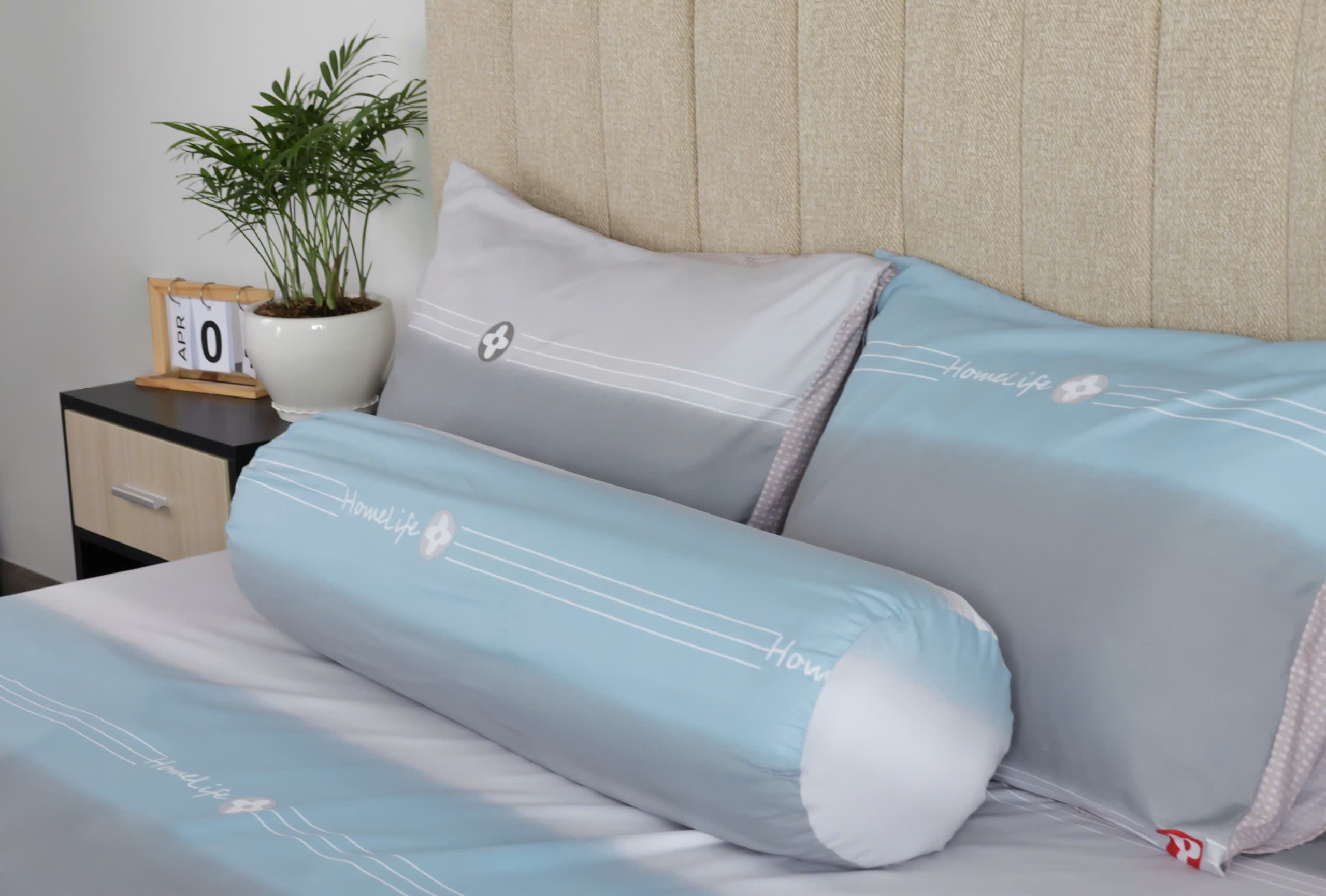 Bộ 4 món drap, áo gối Junstore - Mẫu sọc_thumbnail_1