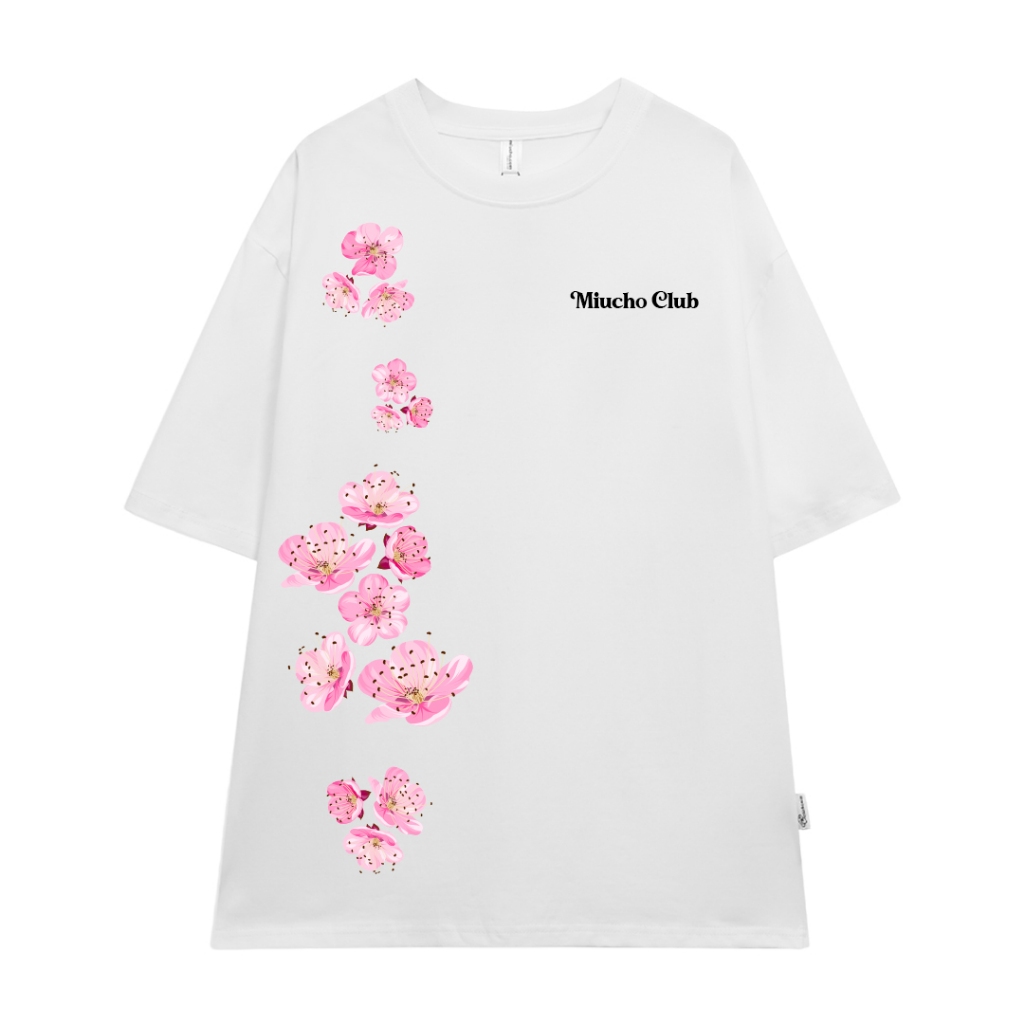 Áo thun Tết in hoa đào form rộng local brand ATD923 Miucho tay ngắn cổ tròn in mix_thumbnail_11