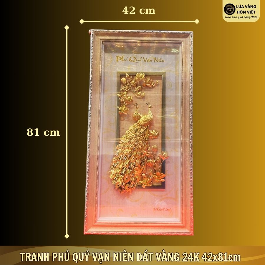 TRANH PHÚ QUÝ VẠN NIÊN DÁT VÀNG 24K 42x81cm_thumbnail_5