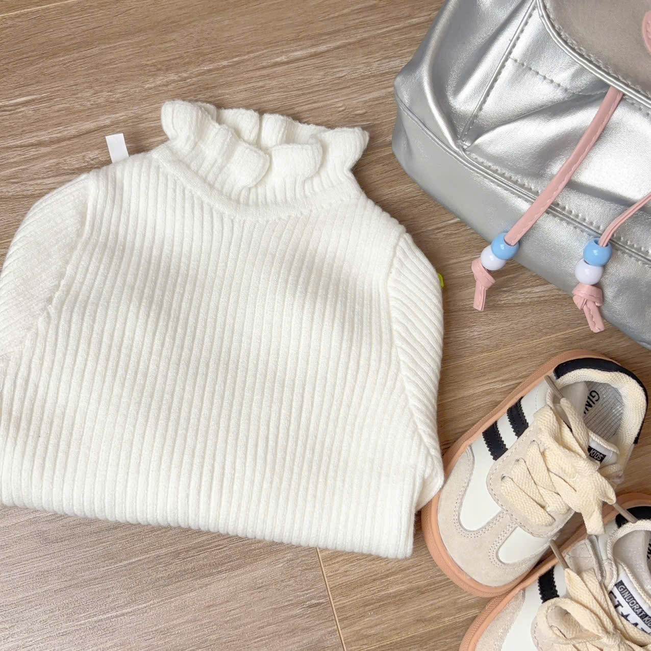 (G228) Áo len cổ 3p màu trắng