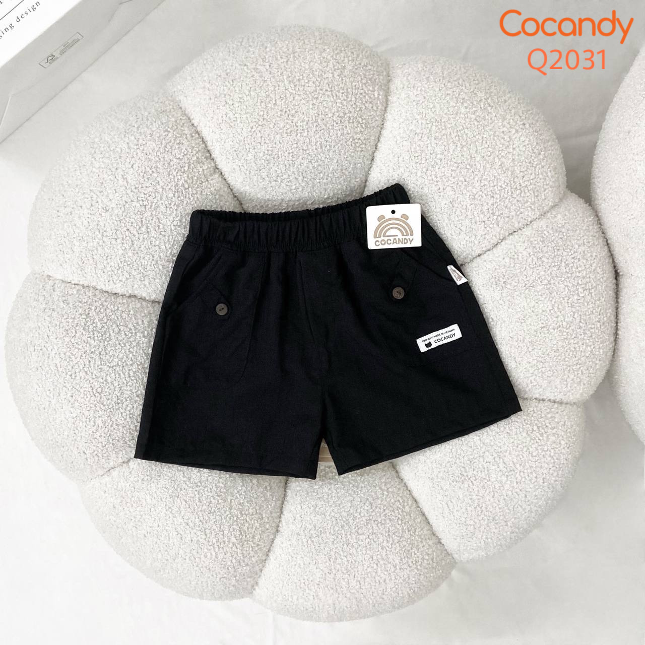 Quần cộc đũi ĐEN túi cúc COCANDY