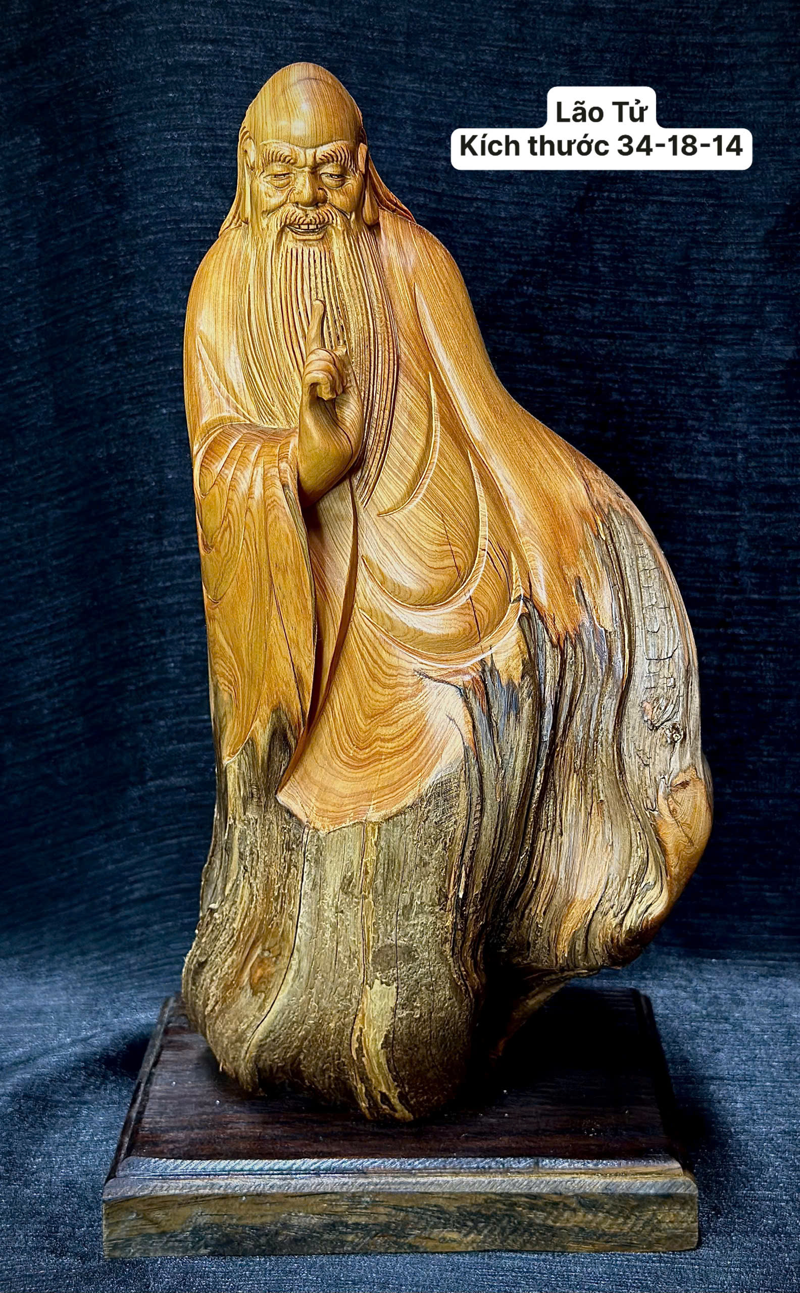 TƯỢNG LÃO TỬ - GỖ NHAI BÁCH