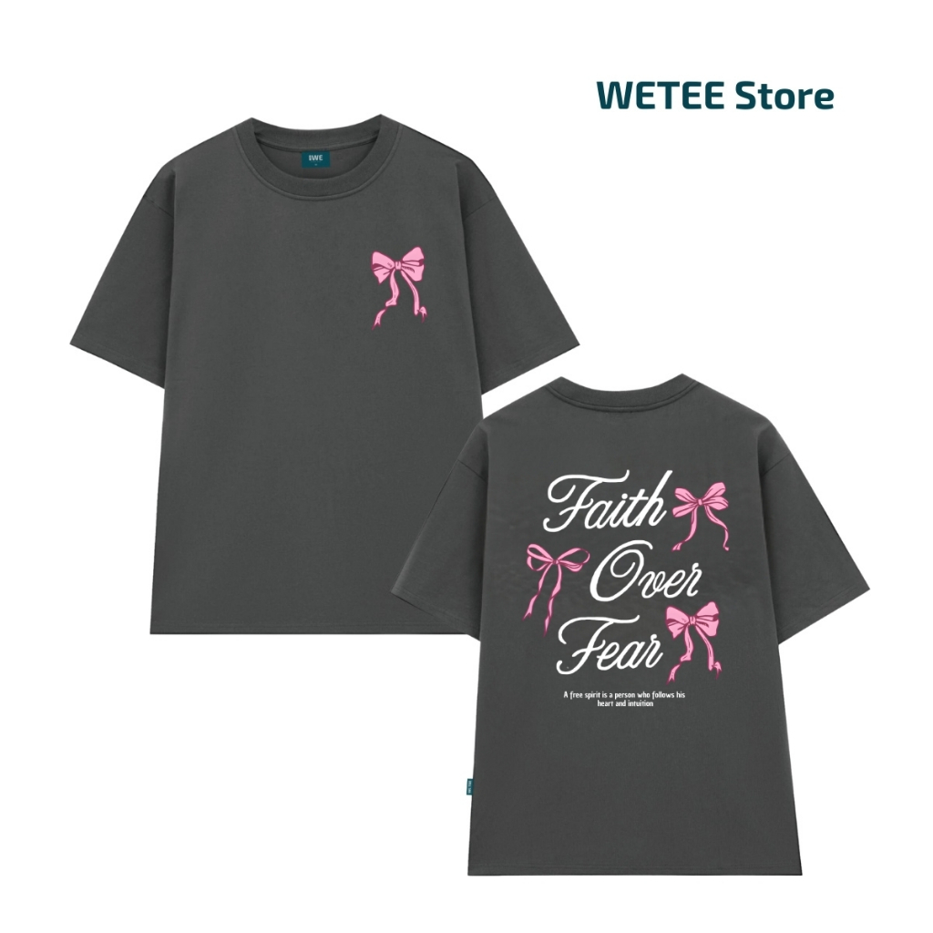 Áo thun unisex UX30-1137 Faith Over Fear in nơ hồng dáng oversized local brand WETEE_thumbnail_8