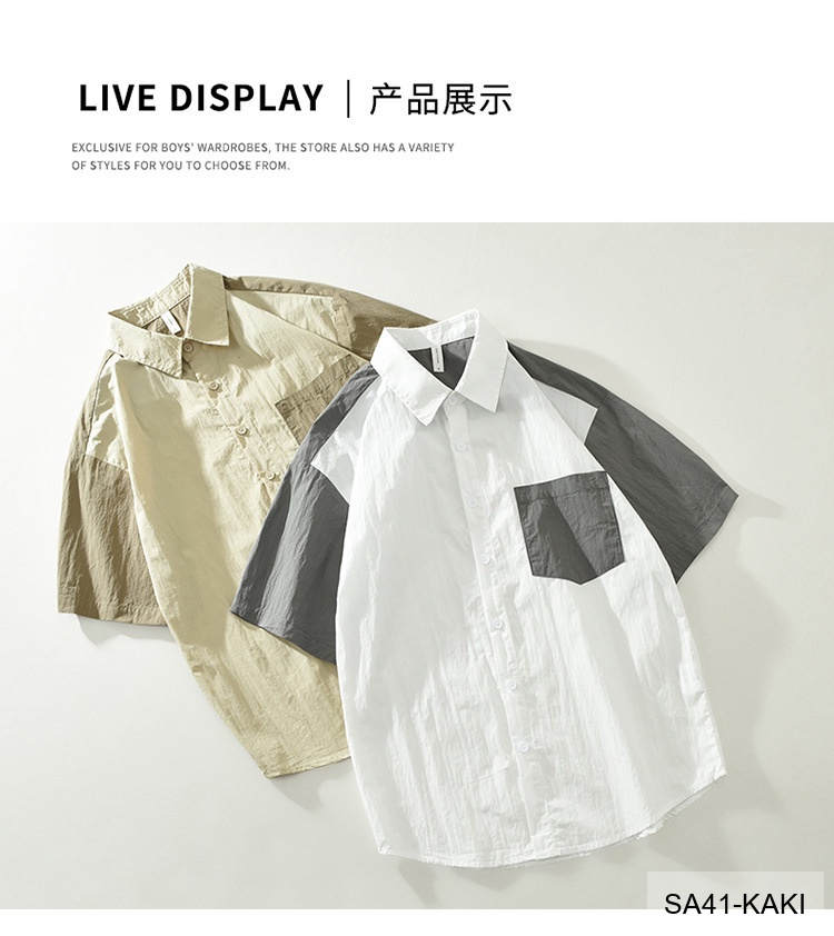 SA41 - Áo sơ mi nam tay ngắn phối màu phong cách Hàn Quốc, chất cotton thoáng mát_thumbnail_17
