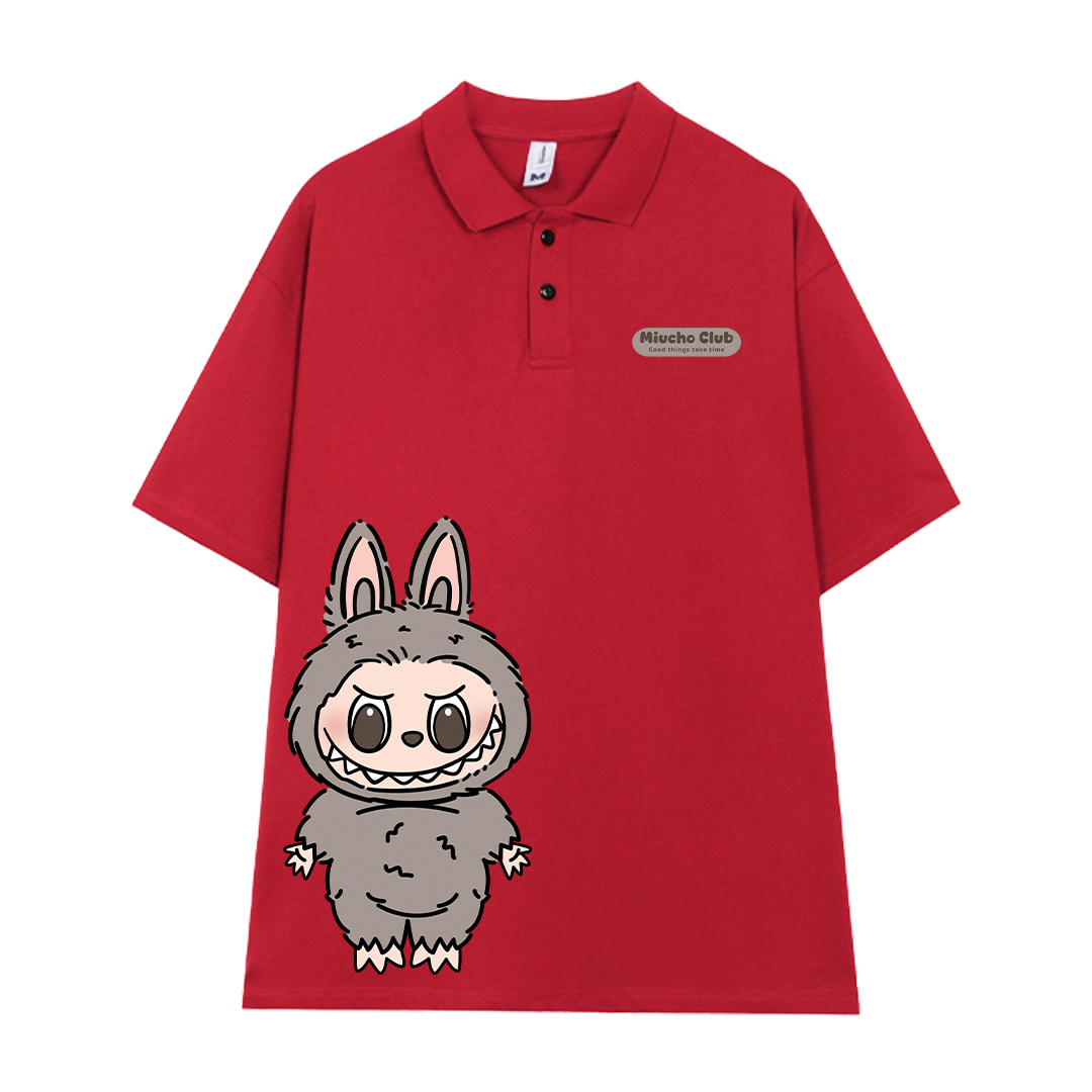 Áo polo labubu form rộng PLD1469 Miucho tay ngắn vải cotton co giản cổ trụ in basic_thumbnail_13