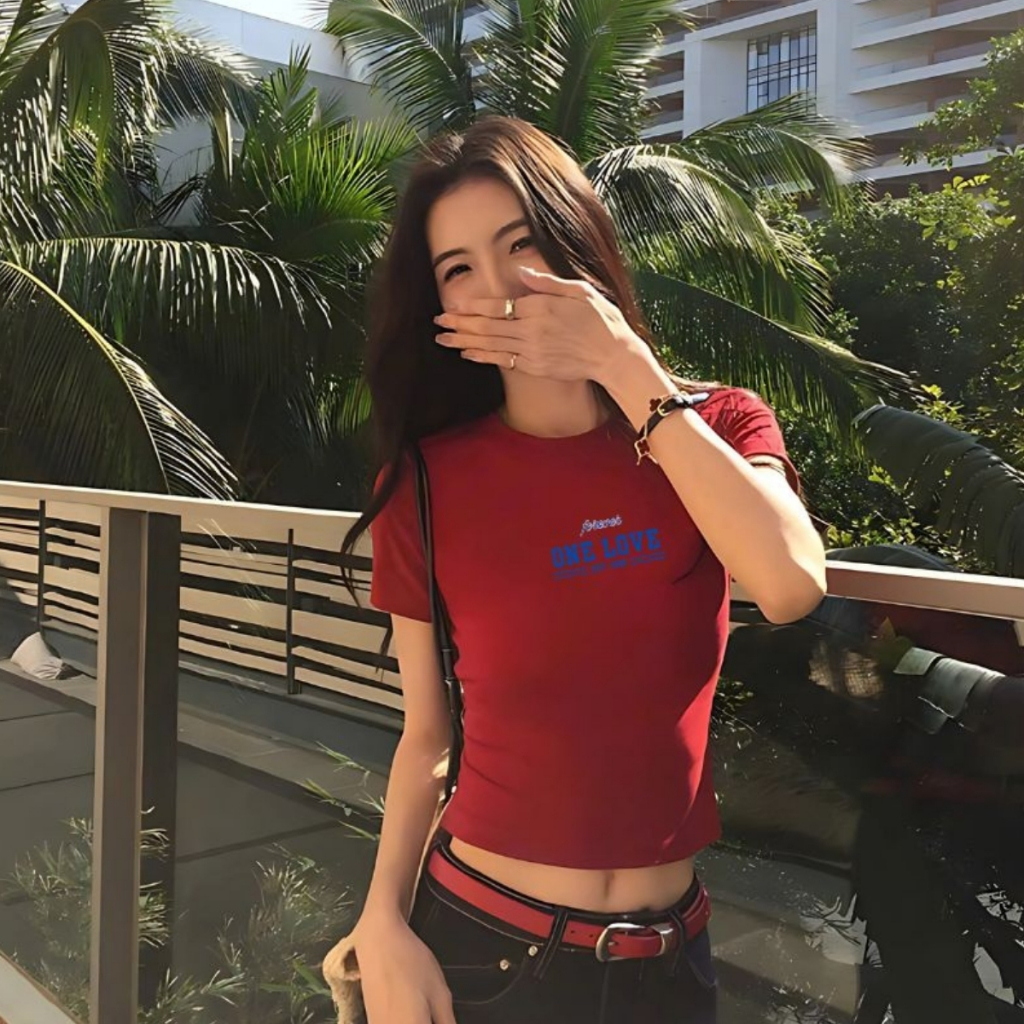 [Form Ôm] Áo croptop nữ One love - Áo thun LOZA dáng croptop ôm - CR7885_thumbnail_2