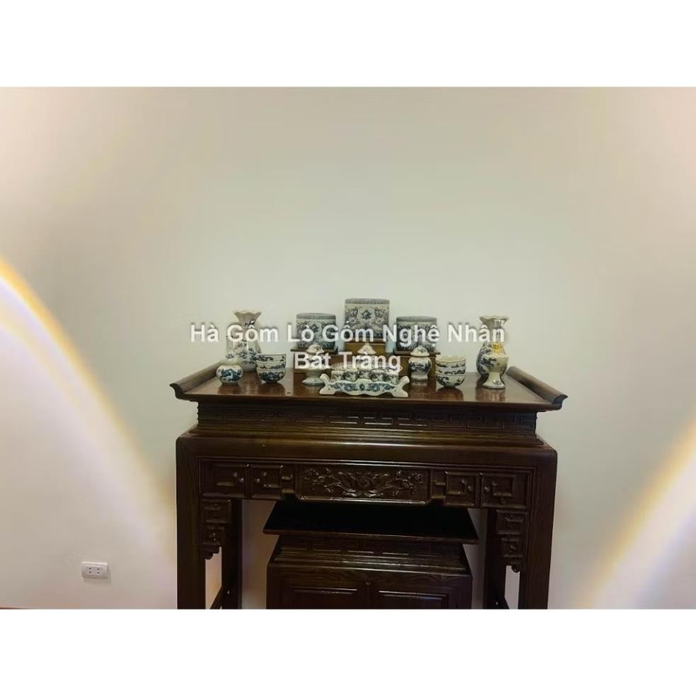 HG123 Đồ Thờ Cúng Bộ 19 món ban thờ 1M5 - 1M7 men rạn trơn nghệ nhân Bát Tràng chế tác TẶNG Thất Bảo, Tro Nếp_thumbnail_7