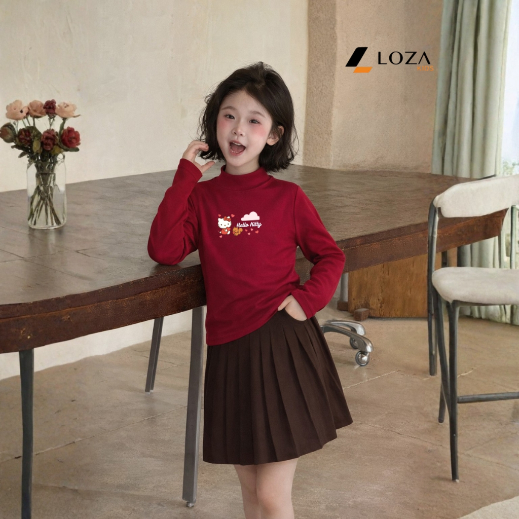 Áo giữ nhiệt cổ 3p bé gái nhiều hình xinh xắn - LOZA G0435 G0435
