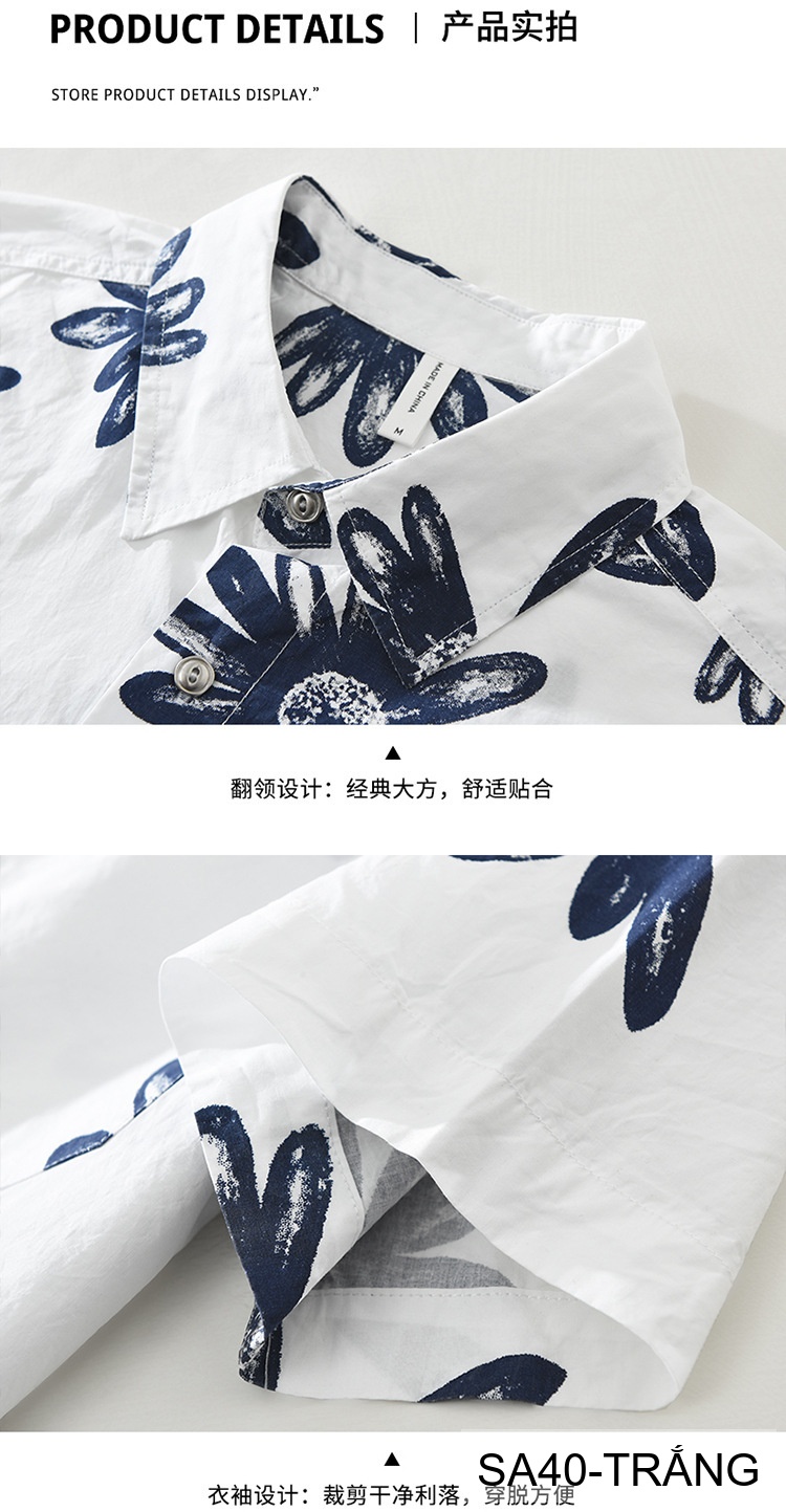 SA40 - Áo sơ mi nam tay ngắn họa tiết hoa cúc, phong cách Hàn Quốc, chất cotton thoáng mát_thumbnail_12
