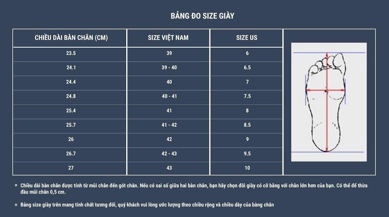 Hướng dẫn chọn size giày