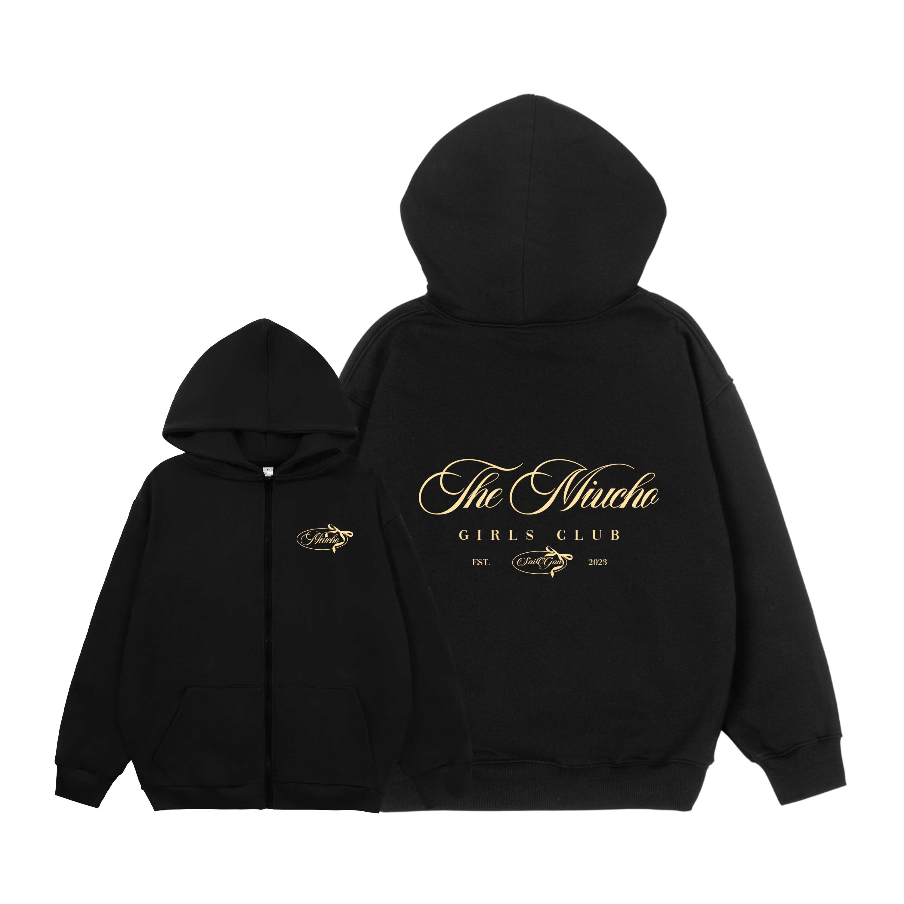 Áo hoodie zip local brand form rộng vải nỉ chân cua HZD1641 Miucho in typography_thumbnail_7