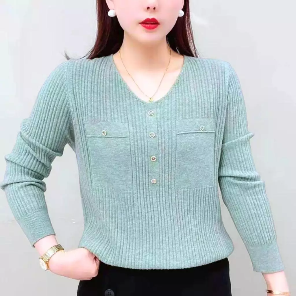 M140 - Áo Len Cổ Tim Dệt Kim Form Rộng_thumbnail_1