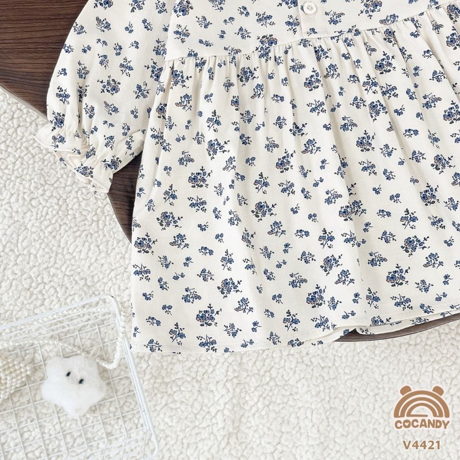 Váy dài BE hoa XANH cổ viền XANH_thumbnail_4