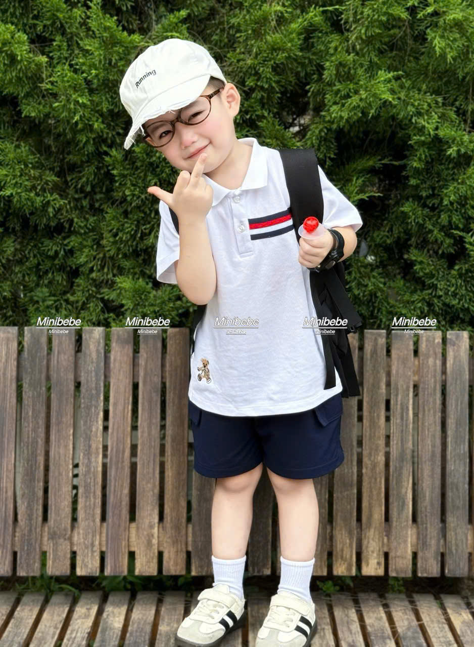 B99 BỘ POLO 2 CÚC SỌC ĐEN ĐỎ TRẮNG - A117.1730